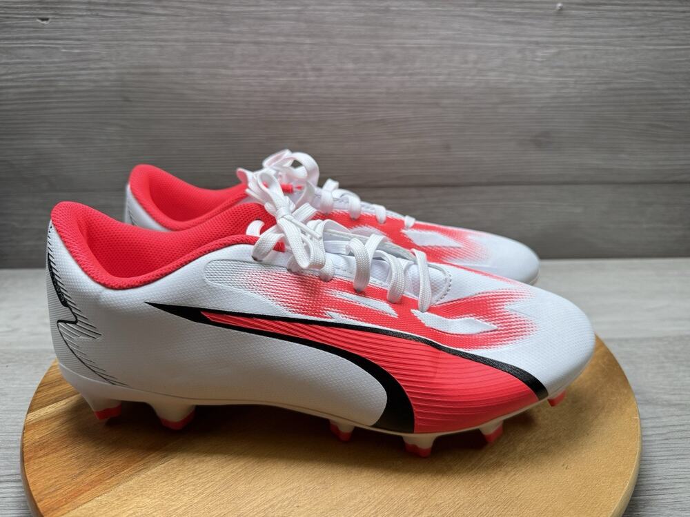 Men 8.5 Puma Ultra Play FG/AG 107423-01 White Fire Orchid Soccer Cleats